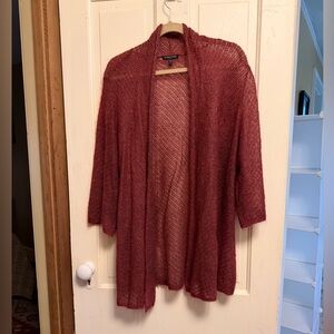 Eileen Fisher Maroon Open-Front Cardigan